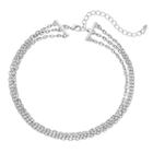 Cable Chain Multi Strand Choker Necklace, Women's, Silver
