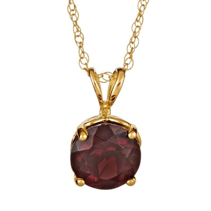 14k Gold Garnet Pendant, Women's, Size: 18, Red
