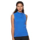 Women's Croft & Barrow&reg; Ribbed Sleeveless Turtleneck Top, Size: Xl, Blue (navy)
