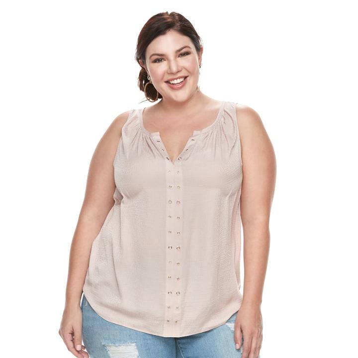 Plus Size Jennifer Lopez Grommet Tank, Women's, Size: 1xl, Pink