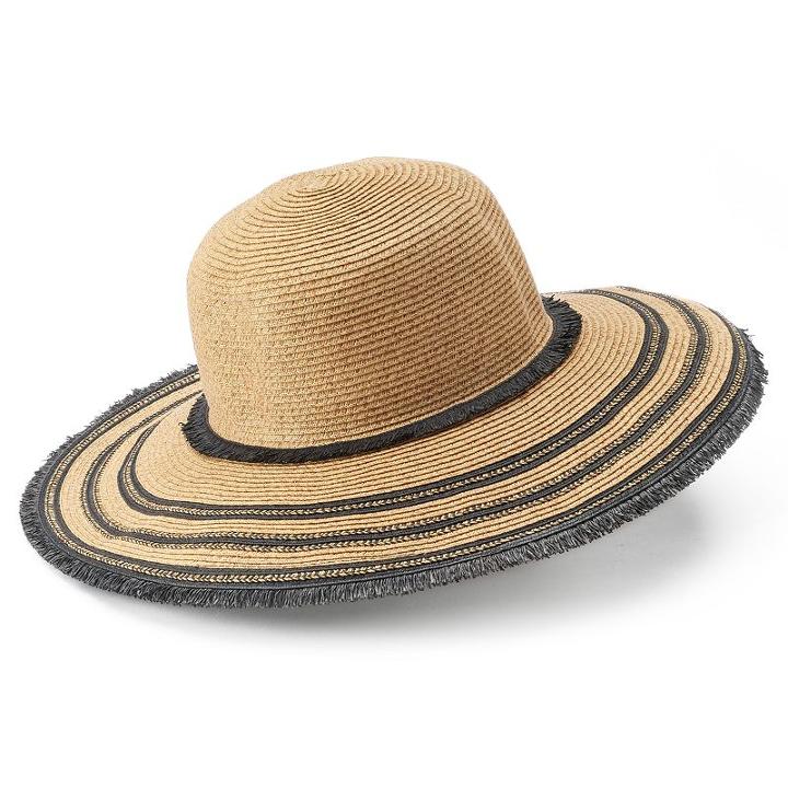 Sonoma Goods For Life™ Straw Frayed Floppy Hat, Women's, White Oth