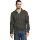 Men's Arrow Classic-fit Windowpane Fleece Quarter-zip Sweater, Size: Large, Green Oth
