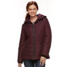 Women's Details Quilted Puffer Jacket, Size: Large, Red