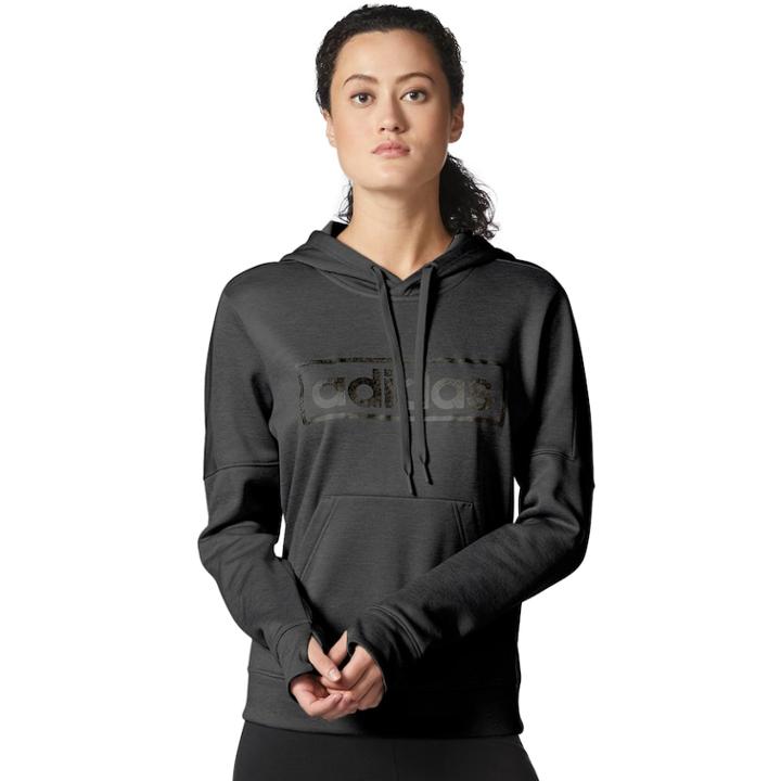 Women's Adidas Linear Metallic Graphic Pullover Hoodie, Size: Small, Oxford
