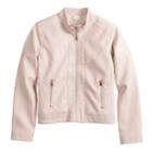 Girls 4-14 Me Jane Sherpa-lined Midweight Biker Jacket, Size: 6-6x, Light Pink