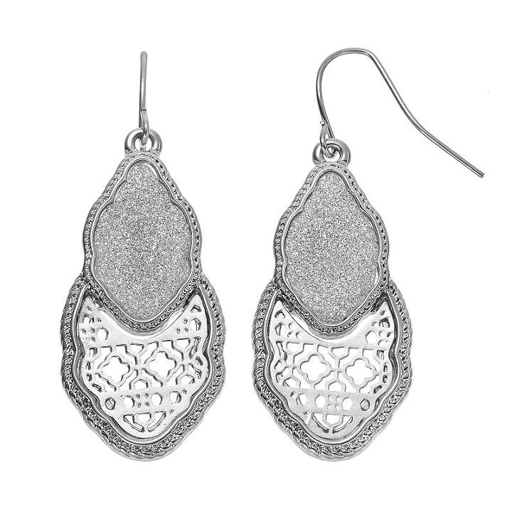 Glittery Quatrefoil Drop Earrings, Women's, Multicolor