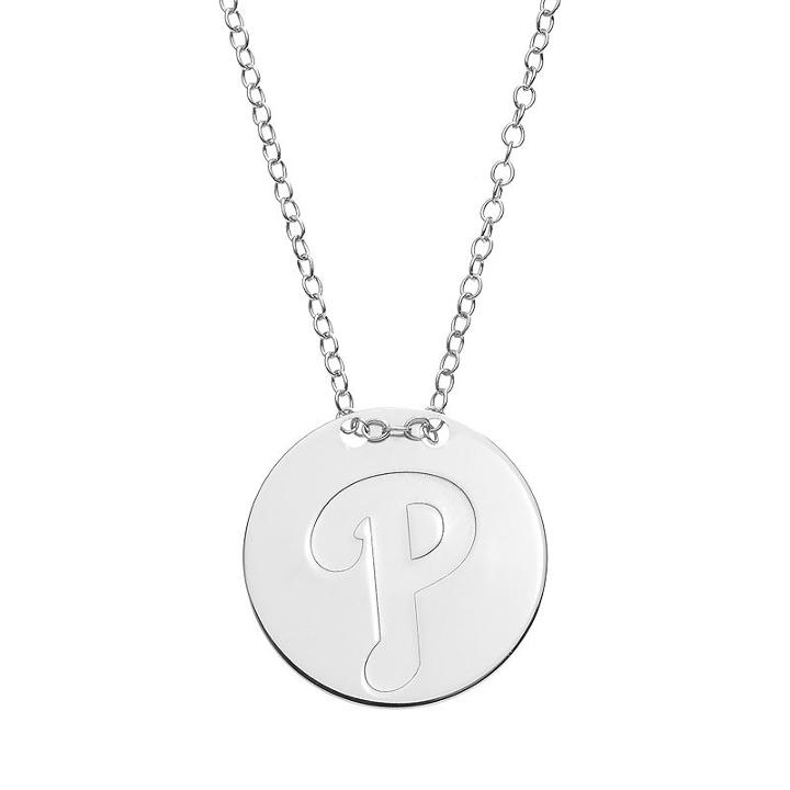 Philadelphia Phillies Sterling Silver Disc Pendant Necklace, Women's, Size: 16, Grey