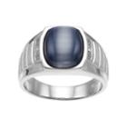Men's Sterling Silver Gray Cat's-eye & Diamond Accent Ring, Size: 10, Grey