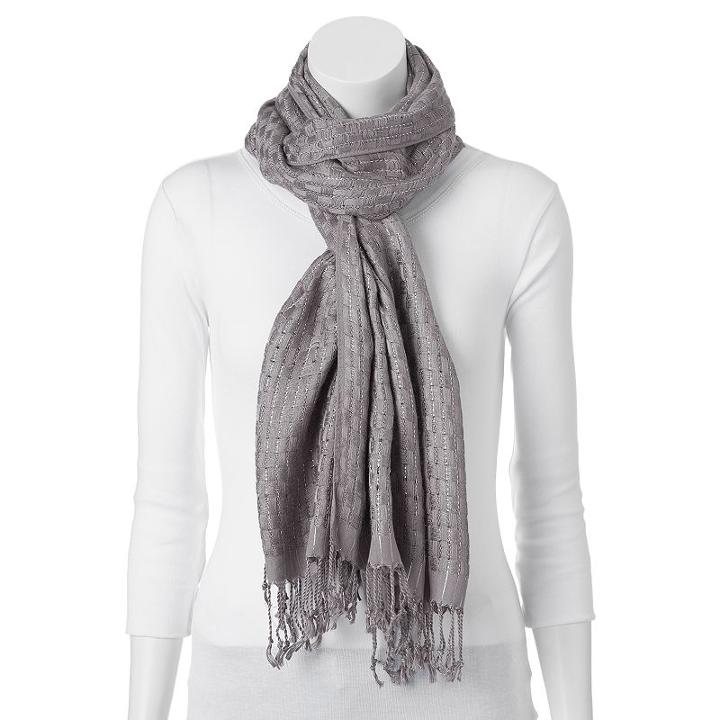 Apt. 9&reg; Basketweave Fringed Scarf, Women's, Silver