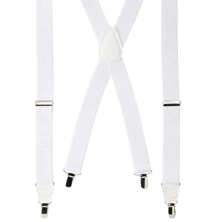 Wembley Solid Stretch Suspenders - Men, White