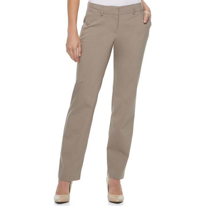 Women's Apt. 9&reg; Torie Curvy Straight-leg Dress Pants, Size: 14 Short, Dark Beige