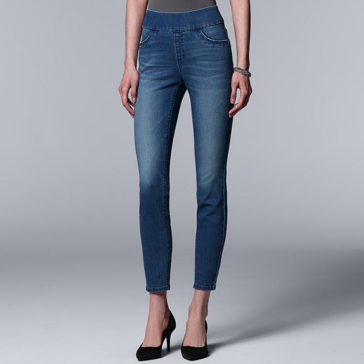 Women's Simply Vera Vera Wang Pull-on Skinny Jeans, Size: 18 Short, Blue