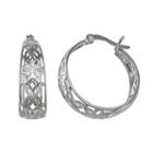 Primrose Sterling Silver Openwork Flower Hoop Earrings, Women's, Grey