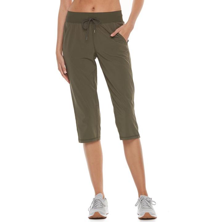 Women's Tek Gear&reg; Ruched Straight Leg Capris, Size: Xl, Dark Green