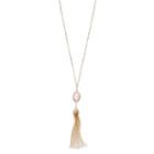 Lc Lauren Conrad Long Pink Oval Stone Tassel Necklace, Women's, Med Brown