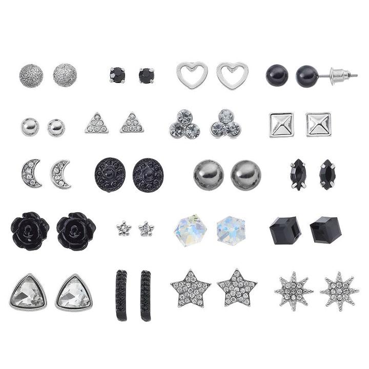 Mudd&reg; Star, Heart & Crescent Nickel Free Stud Earring Set, Women's, Black