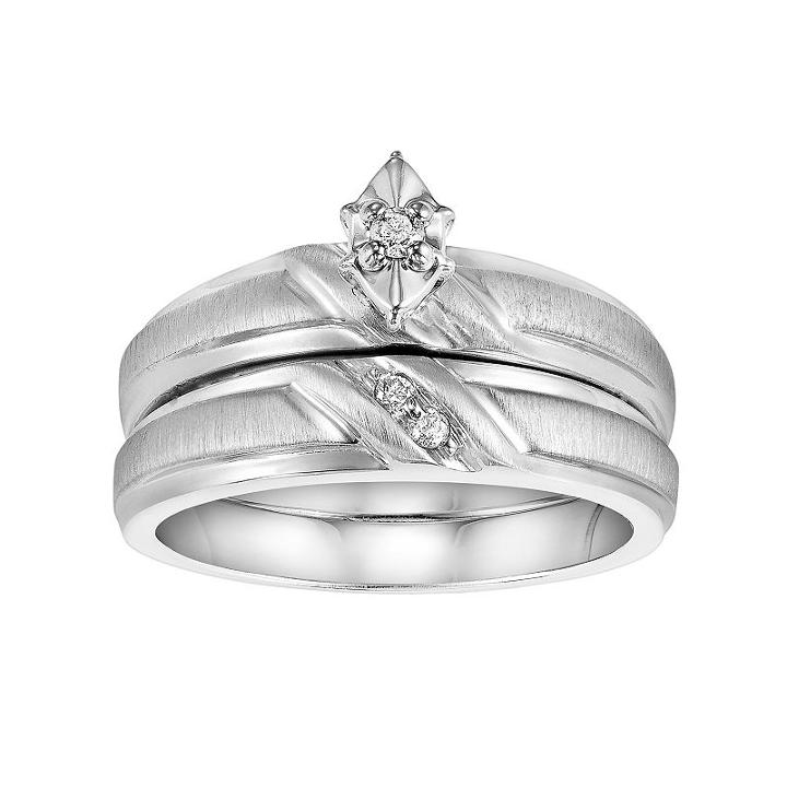 Love Always Diamond Accent Engagement Ring Set In Sterling Silver, Women's, Size: 7.50, White