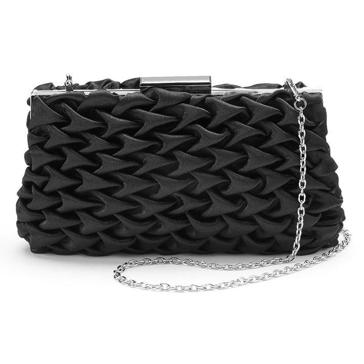 Lenore By La Regale Gathered Satin Clutch, Women's, Black