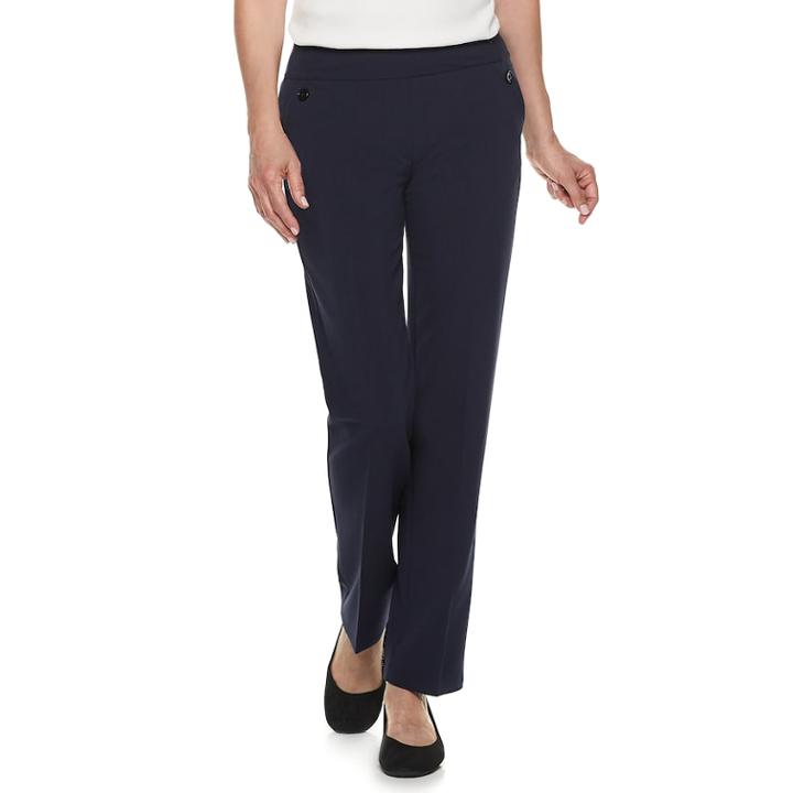 Women's Croft & Barrow&reg; Pull-on Straight-leg Dress Pants, Size: 18, Dark Blue
