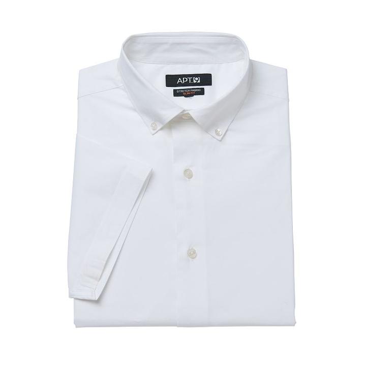 Men's Apt. 9&reg; Slim-fit Stretch Button-down Collar Dress Shirt, Size: M 15.5-16, White