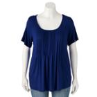 Plus Size Croft & Barrow&reg; Pintuck Scoopneck Tee, Women's, Size: 2xl, Dark Blue