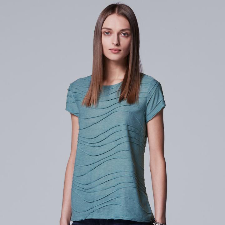 Women's Simply Vera Vera Wang Essential Windy Jacquard Tee, Size: Xs, Med Blue