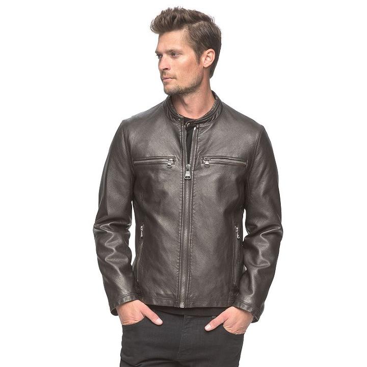 Men's Am Studio By Andrew Marc Faux-leather Moto Jacket, Size: Xl, Med Brown