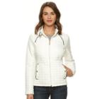 Women's Weathercast Ribbed-side Quilted Jacket, Size: Large, White
