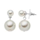 Double Simulated Pearl Drop Earrings, Women's, White Oth