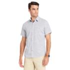 Men's Izod Classic-fit Slubbed Chambray Woven Button-down Shirt, Size: Medium, Brt Blue
