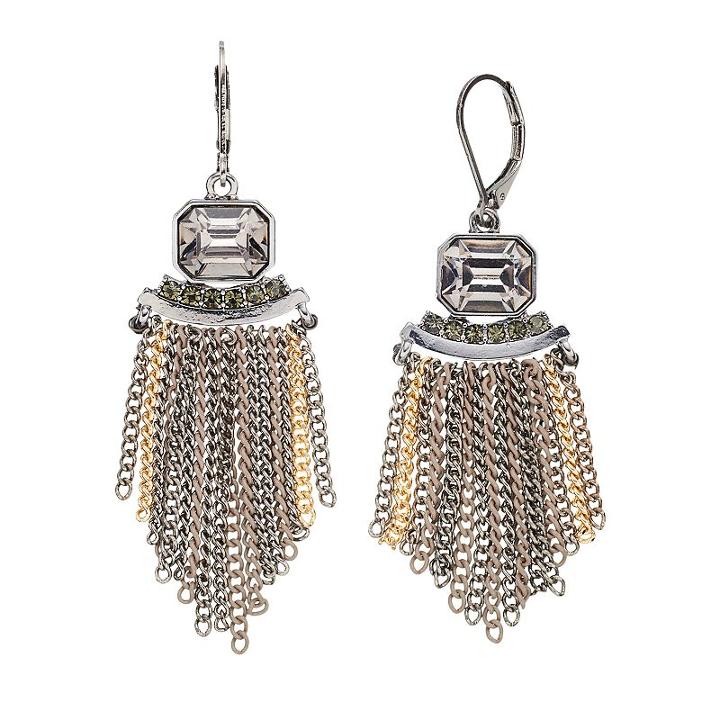 Simply Vera Vera Wang Two Tone Fringe Drop Earrings, Women's, Grey