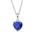 Lab-created Blue & White Sapphire Sterling Silver Heart Pendant Necklace, Women's, Size: 18