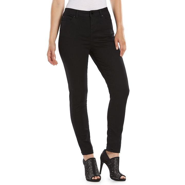 Women's Jennifer Lopez High-rise Skinny Jeans, Size: 18 Short, Black