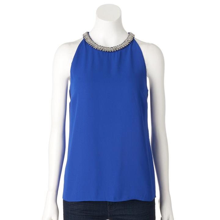 Women's Jennifer Lopez Beaded Tank, Size: Xs, Blue