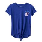 Girls 7-16 So&reg; Tie Front Graphic Tee, Girl's, Size: 12, Brt Blue