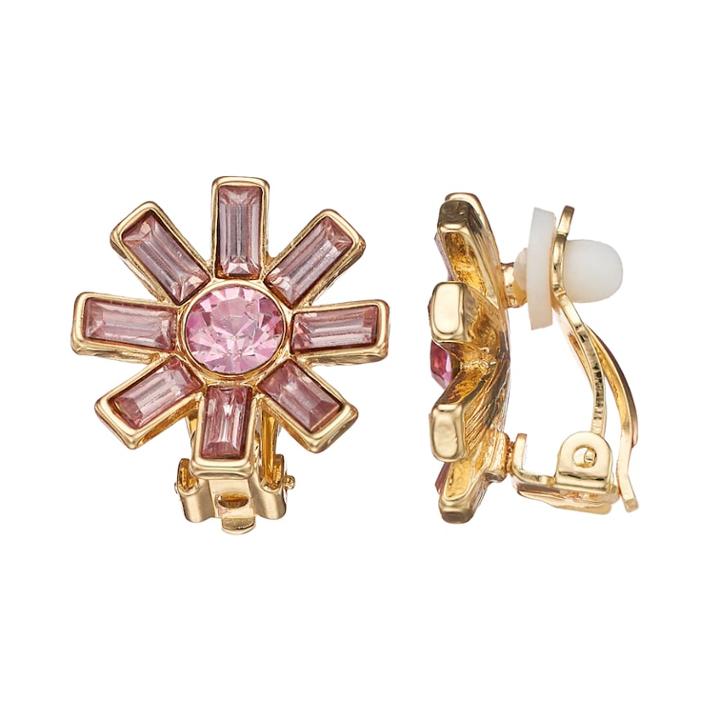 Dana Buchman Pink Flower Clip-on Earrings, Women's