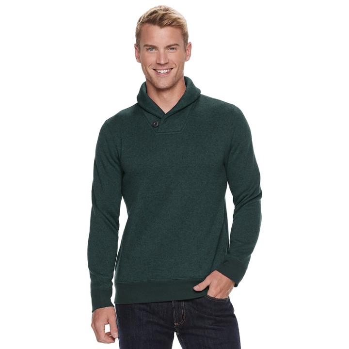 Men's Sonoma Goods For Life&trade; Modern-fit Supersoft Sweater Fleece Shawl-collar Sweater, Size: Medium, Dark Green