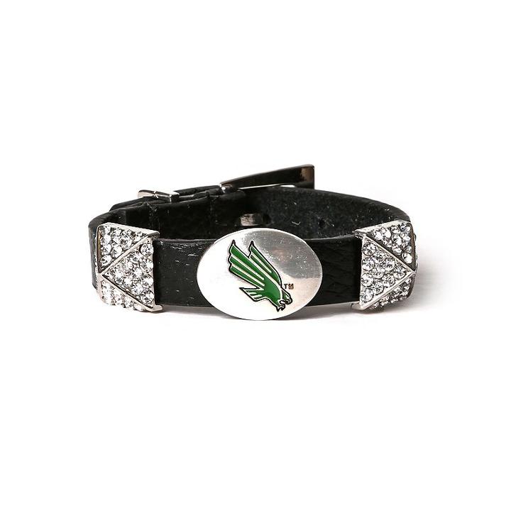 Women's North Texas Mean Green Pyramid Bracelet, Brown
