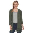 Women's Sonoma Goods For Life&trade; Fringe Cardigan, Size: Medium, Green
