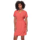 Women's Apt. 9&reg; Faux-wrap Dress, Size: Small, Med Orange