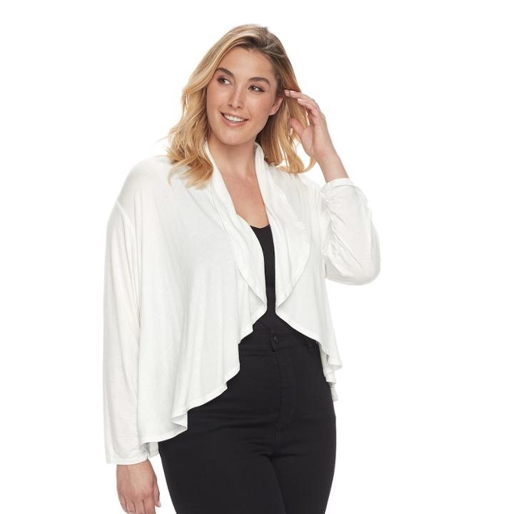 Plus Size Apt. 9&reg; Flyaway Cardigan, Women's, Size: 0x, White