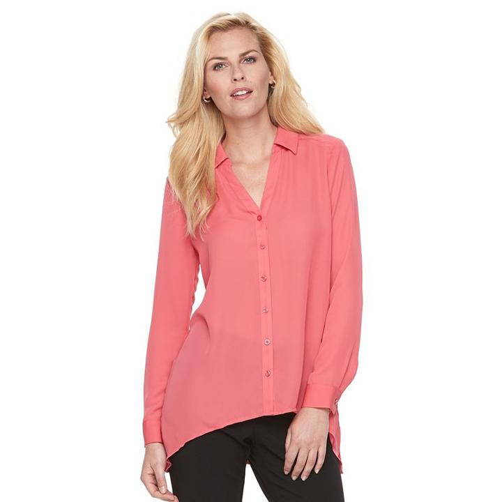 Women's Dana Buchman Shark-bite Hem Blouse, Size: Xl, Lt Orange