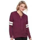 Juniors' Pink Republic Lace-up Long Sleeve Hoodie, Teens, Size: Medium, Purple Oth