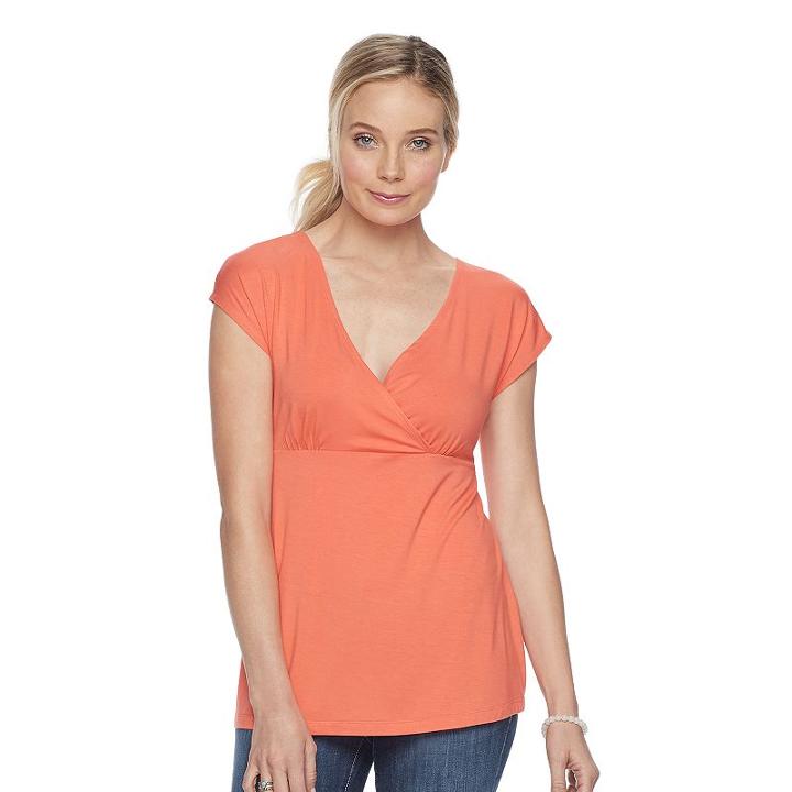 Maternity A:glow Faux-wrap Nursing Tee, Women's, Size: S-mat, Med Orange