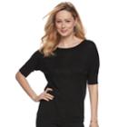 Women's Apt. 9&reg; Ribbed Dolman Crewneck Sweater, Size: Medium, Black