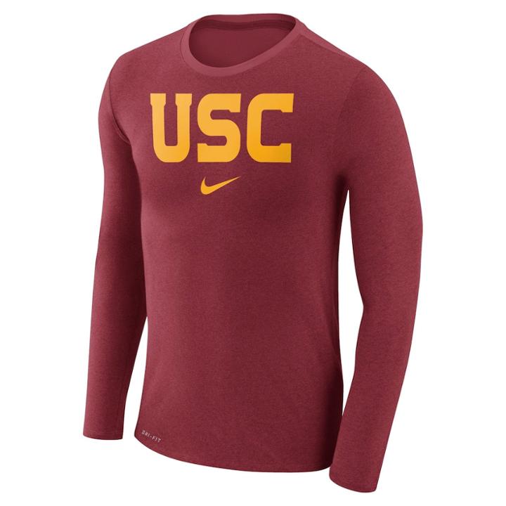 Men's Nike Usc Trojans Marled Long-sleeve Dri-fit Tee, Size: Xxl, Red