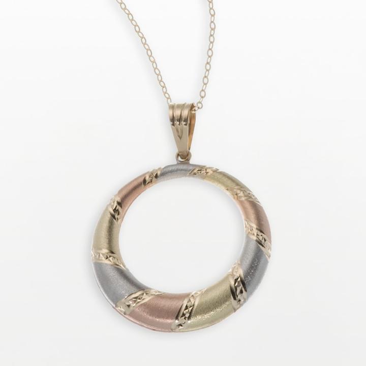 New York Gold Designs 14k Gold Tri-tone Circle Pendant, Women's, Size: 18, Yellow