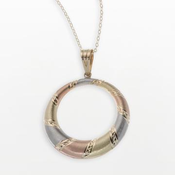 New York Gold Designs 14k Gold Tri-tone Circle Pendant, Women's, Size: 18, Yellow