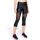 Women's Under Armour Heatgear Mesh Mid-rise Capri Leggings, Size: Xl, Black