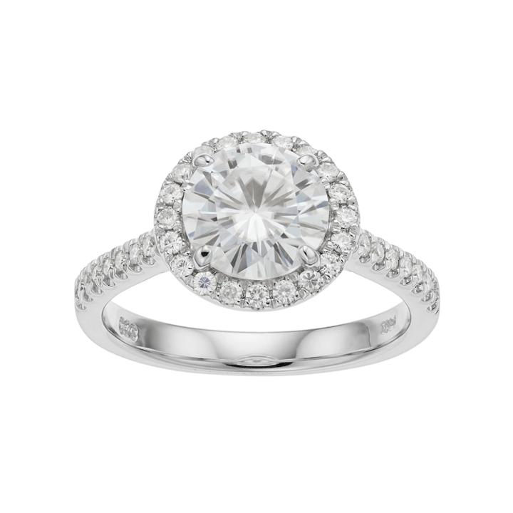 Forever Brilliant 14k White Gold 2 1/4 Carat T.w. Lab-created Moissanite Halo Engagement Ring, Women's, Size: 7